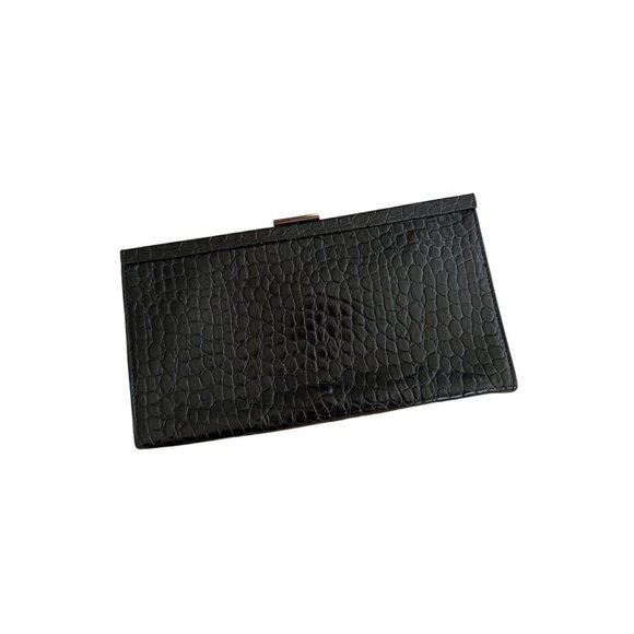 BANANA REPUBLIC Black Leather Embossed Envelope Clutch - Picture 2 of 6